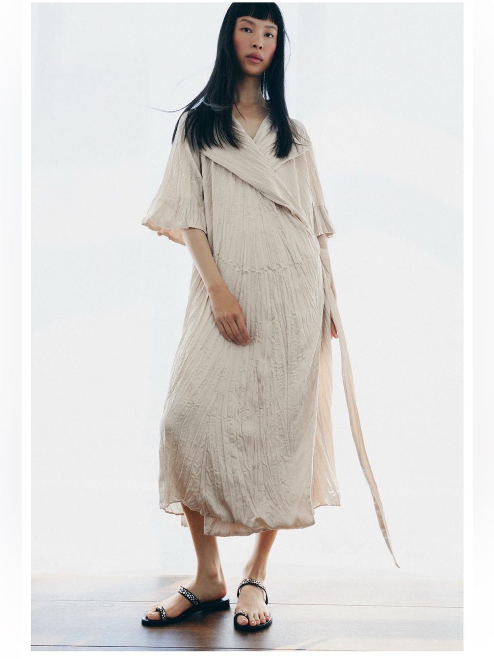 Zara Light Cream Wrap Maxi Skirt